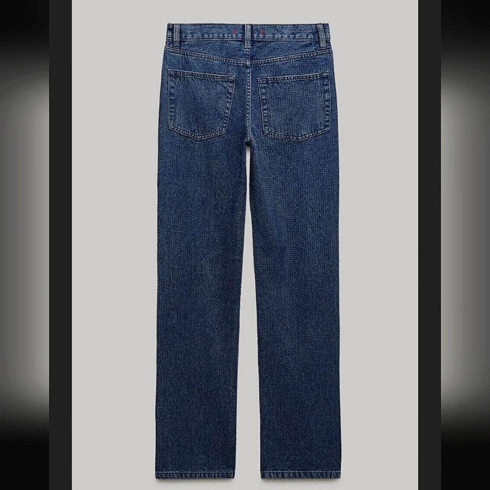 RHINESTONES HIGH RISE BOOTCUT JEANS 💙💙💙 ZARA ZW COLLECTION - Picture 10 of 11